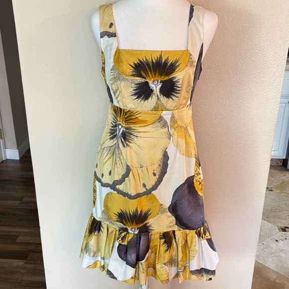 leifsdottir Dresses & Skirts - Leifsdottir Bellis brushstroke Yellow and Black Floral Dress